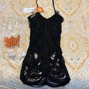 NWT KikiRiki Black Fringe Bodysuit
